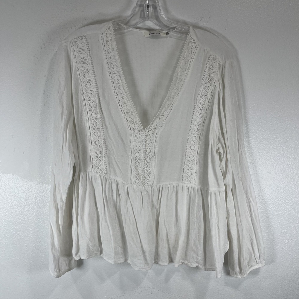 XXL White Boho Embroidered Drop Waist Tunic Gauzy Lightweight Coastal V neck
